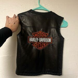 Harley-Davidson Black and Orange Leather Vest